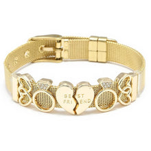 将图片加载到图库查看器,Fashion Stainless Steel Woman and Men Bracelet Mesh Bracelet Set Crystal Heart Anchor Charm Fine Bracelet Bangle For Female Lover