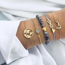 Load image into Gallery viewer, Fashion Bohemia Leaf Round Knot Cuff Bangle Gold Chain Charm Bracelet for Women Simple Geometric Bracelets Luxury Jewelry