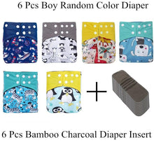 Load image into Gallery viewer, Reusable Waterproof Diaper Baby Bamboo Charcoal Diaper One Size Pocket Baby Nappies For Kids Set
