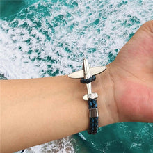 将图片加载到图库查看器,Stainless Steel Gold Aviation Airplane Anchor Bracelets For Men and Women In Retro Leather Bracelet Air Force Style Homme Jewelry Style