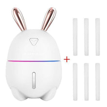 Load image into Gallery viewer, 300ML Mini Air Humidifier Cute Rabbit USB Aroma Essential Oil Diffuser Colorful Night Light Car Office Mist Maker