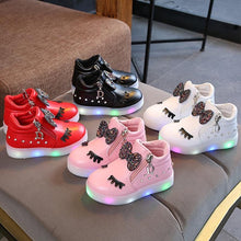 Load image into Gallery viewer, New Fashion Children Glowing Shoes Princess Bow Girls Led Shoes Spring Autumn Cute Baby Sneakers Shoes