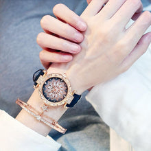 将图片加载到图库查看器,Women Elegant Popular Watch Set Starry Sky Ladies Bracelet Watch Casual Leather Sports Quartz Wristwatch For Women and Girls