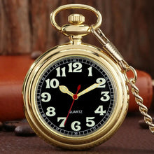 Load image into Gallery viewer, Noctilucent Fluorescent Open Face Arabic Numerals Quartz Pocket Watch Chain Luminous Pendant Jewelry Clock Gifts Men Women Kids
