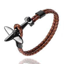 将图片加载到图库查看器,Stainless Steel Gold Aviation Airplane Anchor Bracelets For Men and Women In Retro Leather Bracelet Air Force Style Homme Jewelry Style