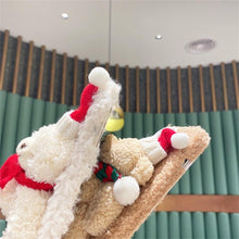 Load image into Gallery viewer, Cute Fluffy Santa 3D Teddy Bear Plush Christmas Case For Iphone 13 12 11 Pro Xs Max X Xr 7 8 Plus Se3 Shockproof Soft Cover Super Soft Winter Warm Funny Rabbit Ears Faux Fur Plush Fluffy Cover