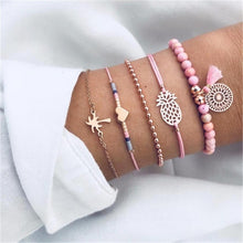 Load image into Gallery viewer, Fashion Bohemia Leaf Round Knot Cuff Bangle Gold Chain Charm Bracelet for Women Simple Geometric Bracelets Luxury Jewelry