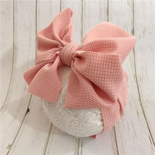 Load image into Gallery viewer, Modern retro Vintage Baby and Mom Textured Headwrap Pre-tied Turban Headband Bow Super Soft and Stretchy Hair Bows Kids Accessories for Girls and Moms