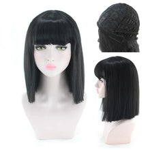 Load image into Gallery viewer, Synthetic Hair Short Wig With Bangs Cosplay Wigs For Women Straight Bob Wig Korean Pink Red Brown Blue Green White Purple Grey