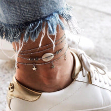 将图片加载到图库查看器,Luxury Bohemian Star Shell Ankle Bracelet Foot Jewelry Brecelet Simple Shell Anklets for Women Summer Style