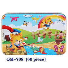 将图片加载到图库查看器,New 60 Pieces Wooden Puzzle Kids Toy Cartoon Animal Wooden Puzzles Child Early Educational Learning Toys for Christmas Gift