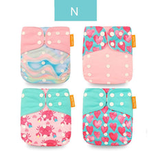 Load image into Gallery viewer, 4PCS/SET Washable Eco-friendly Diaper Ecological Adjustable Nappy Reusable Cloth Diapers Set For Baby and Kids