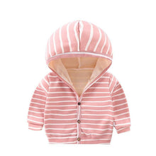 Load image into Gallery viewer, Baby Spring Autumn Striped Cardigan Button Velvet Lining Clothes Newborn Long Sleeves Coat/Jacket For Boys and Girls