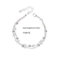Load image into Gallery viewer, New Modern 925 Sterling Silver Double Layers Stars Beads Luxury Bracelets For Women Elegant Chain Charm Bracelet Birthday Party Gift (silver star)
