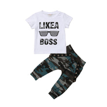 Load image into Gallery viewer, Baby Hip Hop Short Sleeve Summer Toddler Infant Like A Boss Letter Tops T-shirt and Pants Outfits 2Pcs Ste For Boys
