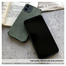 Load image into Gallery viewer, Elegant Black Green Leather Phone Case For iPhone 13 12 11 Pro Max Mini Business Soft Shockproof Back Cover Leather Case for iPhone Durable Lightweight Shockproof Slim Back Cover Compatible with iPhone