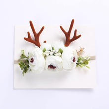 Load image into Gallery viewer, Luxury Christmas Antler Baby Girl Headbands Hair Accessories Xmas Deer Ear Flower Crown Hairband for Newborn Baby