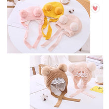 Load image into Gallery viewer, Handmade Modern Trend Winter Christmas Knitted Baby Hat Cute Double Pompom Infant Baby Boy Girl Cap Ear Protection Hats Kids Children Cap