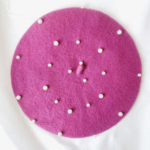 将图片加载到图库查看器,Modern Art Wool Baby Hat with Pearls Cat Candy Color Retro Baby Girl Cap Kids Beret Hats for Girls