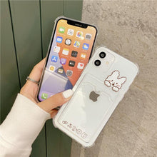 Load image into Gallery viewer, Cute Bear Cartoon Rabbit Shockproof Phone Case For iPhone 11 12 13 14 Pro Funny Soft Wallet Cover Cute Bear Design Soft Slim Card Slot Case Aesthetic Card Holder Case