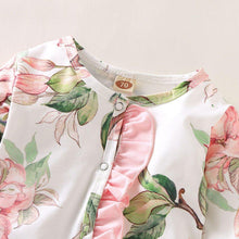 将图片加载到图库查看器,Modern Interesting Luxury Floral Newborn Baby Girl Clothes Infant Baby Girl Footed Full Sleeve Outfit Romper Jumpsuit With Big Bow In Modern Design