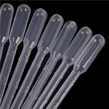 Load image into Gallery viewer, 100Pcs/Lot 0.2ml/1ml/2ml/3ml Plastic Squeeze Transparent Pipettes with Scaled for Silicone Mold UV Epoxy Resin Jewelry Making