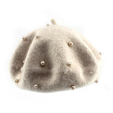将图片加载到图库查看器,Modern Art Wool Baby Hat with Pearls Cat Candy Color Retro Baby Girl Cap Kids Beret Hats for Girls
