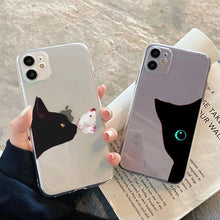 将图片加载到图库查看器,Cute black cat Phone Case for iphone 13 11 12 pro XS MAX 8 7 6 6S Plus X 5S SE 2020 XR case Cute Cat Slim Fit Glossy Stylish Cover Soft Shockproof Phone Case