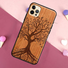 Load image into Gallery viewer, Vintage Tree Flower Bamboo Wood Case For iPhone Pro Max 12 13 min SE For iPhone 13 Shockproof Wooden Texture Protective Cover Unique & Classy Wooden Case