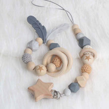 将图片加载到图库查看器,Modern Wood Pacifier Clip Chain Holder Nipples Pacifier Clips Pacifier Teether Teething Toy Cartoo Wooden Bracket For Pacifier For Kids