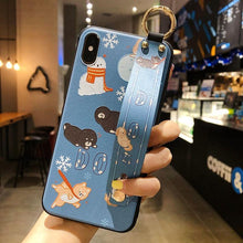Load image into Gallery viewer, Cartoon Cute Cat Wrist Strap Soft Phone Case For Iphone 13 11 12 14 Pro Max X Xr Xs Max Se 2020 7 8 Plus 14plus Holder Cover Thanksgiving Cute Cats Silicone Case For Iphone