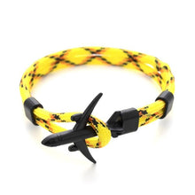 Load image into Gallery viewer, Elegant Modern Fashion Black Anchor Luxury Bracelets For Men And Women Charm Rope Chain Couple Bracelet Metal Airplane Leather Hooks Homme Jewelry