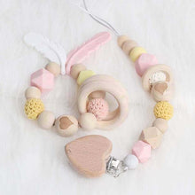 将图片加载到图库查看器,Modern Wood Pacifier Clip Chain Holder Nipples Pacifier Clips Pacifier Teether Teething Toy Cartoo Wooden Bracket For Pacifier For Kids