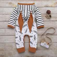 Load image into Gallery viewer, Newborn Baby Clothes Feather Rompers Tops Striped Pants Clothes Outfits Set For Girls And Boys