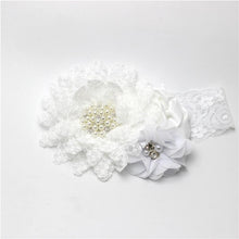 将图片加载到图库查看器,Luxury Modern Handmade Flower Headband Newborn Infant Pearl Flowers With Lace wide Headbands Bebes Hair Accessories Bow