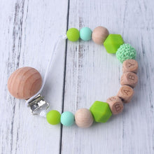 Load image into Gallery viewer, Baby Boy Wood Chew Pacifier Clips Dummy Chain Holder Cute Soother Chains Baby Girl Teething Toy
