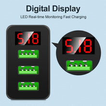 Load image into Gallery viewer, 3.1A Quick Charge 3.0 LED Display 3 Ports USB Phone Charger Fast Charging EU Wall Adapter