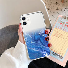 Load image into Gallery viewer, Luxury Marble Transparent Phone Case For iPhone 11 12 Pro XS Max X XR 7 8 Plus Soft Silicone Shockproof Cover Green Marble Design Gold Sparkly Glitter Protective Stylish Slim Thin Cute Case for Phone