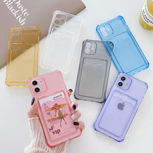 Load image into Gallery viewer, Transparent Wallet Case For iPhone 14 13 12 Pro Max Mini Shockproof Cover with Card Slots Pockets Slim Fit Thin Protective Soft Shock-Absorbing Lightweight Wallet Case
