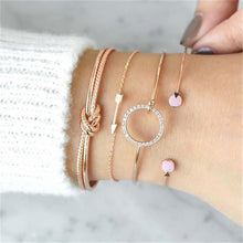Load image into Gallery viewer, Fashion Bohemia Leaf Round Knot Cuff Bangle Gold Chain Charm Bracelet for Women Simple Geometric Bracelets Luxury Jewelry