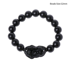 将图片加载到图库查看器,Obsidian Stone Beads Bracelet For Men and Women Unisex Wristband Gold Black Pixiu Wealth and Good Luck Bracelet Design