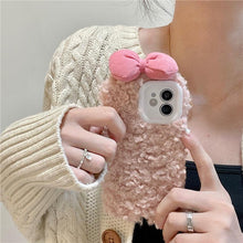 Load image into Gallery viewer, Fluffy Warm Cover Case For Iphone 13 12 11 Pro Xs Max X Xr Cases 3D Cartoon Bow Ear Furry Fluffy Warm Case For Iphone 7plus 8plus 12pro Phone Case