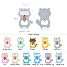 Load image into Gallery viewer, Baby Teethers Cartoon Animal Baby Teething Toy Penguin Silicone Teether Unicorn Pendant Raccoon Accessories