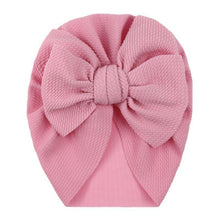 Load image into Gallery viewer, Handamde Elegant Baby Hats for Girls Big Bow Turban Hat Newborn Baby Beanie Cap Solid Color Style