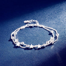Load image into Gallery viewer, New Modern 925 Sterling Silver Double Layers Stars Beads Luxury Bracelets For Women Elegant Chain Charm Bracelet Birthday Party Gift (silver star)