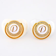 Load image into Gallery viewer, Modern Luxury Diamond Transparent Baby Pacifier Luxury Initials Letter D Bling Pacifier Rhinestone For Baby