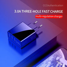 将图片加载到图库查看器,3 Port USB Phone Charger LED Display EU Plug Total Max 3A Smart Fast Charger Mobile Wall Charger For Smartphones