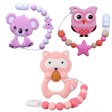 将图片加载到图库查看器,Baby Teething Lovely Koala Owl Horse Cookies Baby Teether Molar Toy Gift Raccoon Food Grade Silicone Beads For Kids and Baby