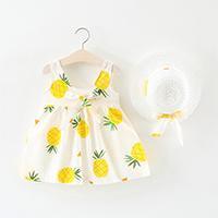 Load image into Gallery viewer, Baby Girls Dress with Sleeveless Print Floral for Birthday Party Princess Dress With Hat In Elefant Modern Style
