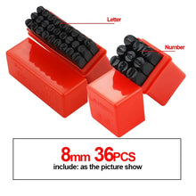Load image into Gallery viewer, Letter & Number Stamp Punch Set - Hardened Steel for Metal, Wood, Leather (A-Z, 0-9)